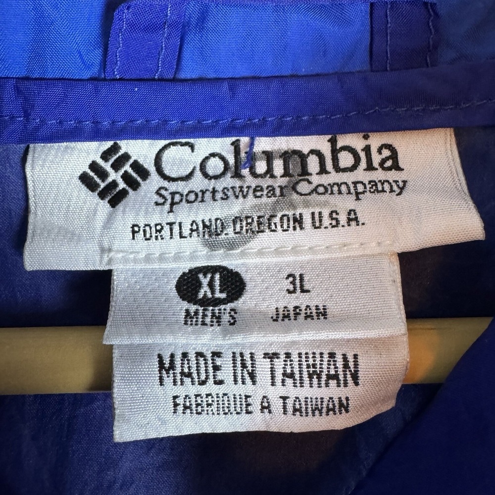 VTG Columbia Windbreaker Mens XL Blue Green 1/2 Zip Pullover Jacket Packable - Picture 7 of 13